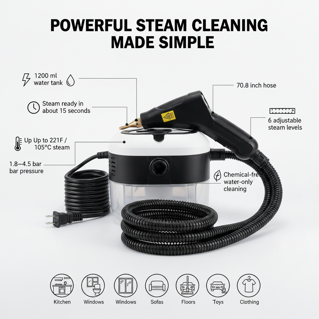 Powerful 2500W Handheld Steam Cleaner